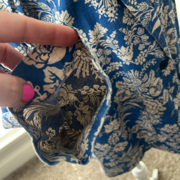 NWOT 1990’s  Vintage Cathy Daniel’s Blue White Floral Linen Cotton Blazer S - Picture 6 of 12